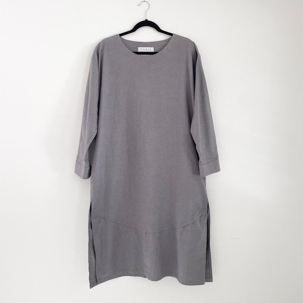 HOUSE of the Very Island's Cotton Long Sleeve Kaftan Dress Size Small Gray